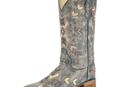 Women s Circle G Distressed Arrowhead Western Boots (Lt Black) on Sale