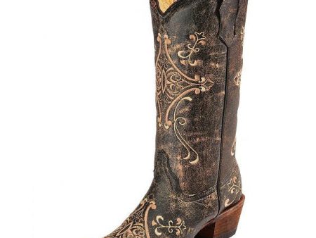 Women s Circle G Crackle Embroidery Western Boots (Brown) Cheap