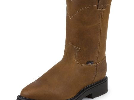 Justin Conductor Pull On Work Boot (Aged Bark) Online Hot Sale