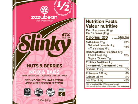 Zazubean Slinky Nuts & Berries Half Sugar Chocolate Bar 80g For Cheap