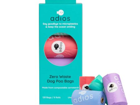 Adios Compostable Dog Poo Bags Rainbow- 120 Bags Online Hot Sale