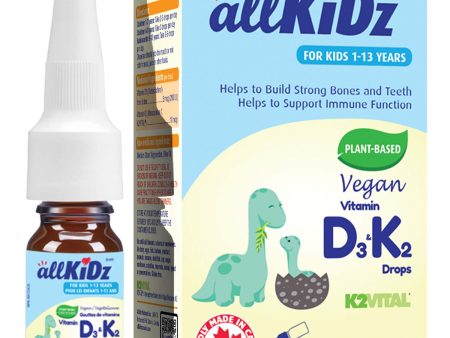 AllKidz Vegan Vitamin D3 & K2 Drops 5ml (180 Drops) Discount