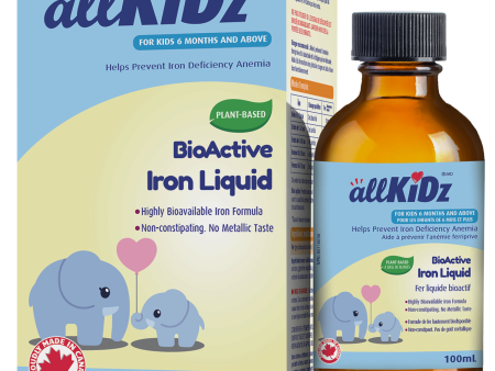 AllKidz BioActive Iron Liquid (Plant- Based, Liposomal) 100ml For Sale