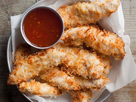 Crispy Coconut Chicken Fingers with Sweet Potato Fries Sale