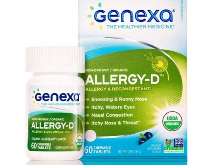 Genexa Allergy-D Organic Allergy & Decongestant 60 Chewable Tablets Supply