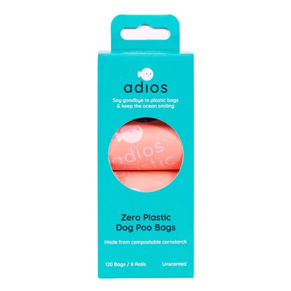 Adios Compostable Dog Poo Bags Coral Pink- 120 Bags For Discount