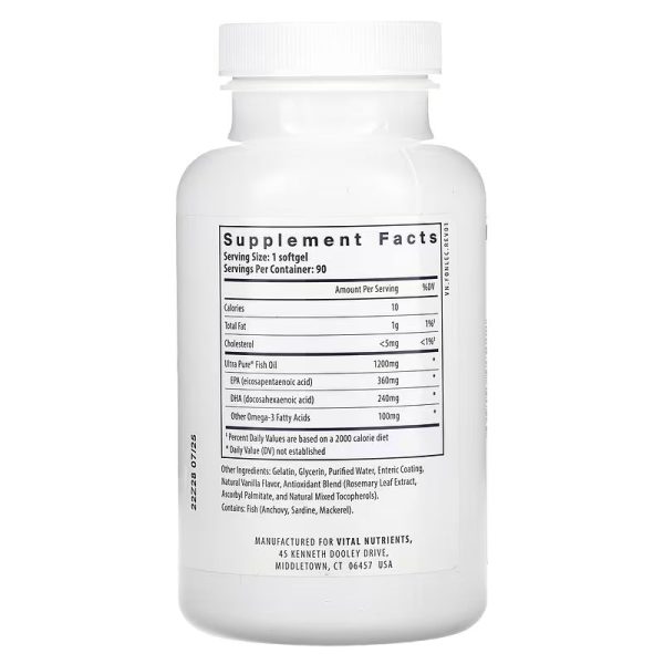 ViTAL Nutrients Ultra Pure® Fish Oil 700 Enteric Pharmaceutical grade 90 Enteric Coated Capsules Online