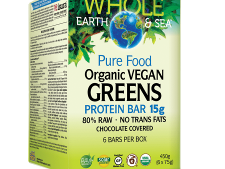 Whole Earth & Sea Organic Vegan Greens Chocolate Protein Bar Package of 6 Bars Online