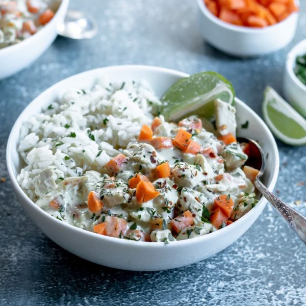 Coconut Chicken and Rice with Green Curry Sauce For Sale