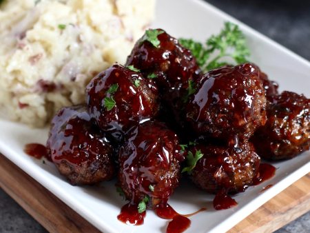 *Bourbon Glazed Wild Rice Meatballs with Garlic Mashed Potatoes Online Hot Sale