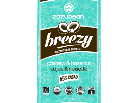 Zazubean Organic Breezy Cashew & Hazelnut Coconut Milk Chocolate Bar 85g Hot on Sale